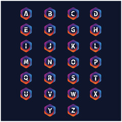 Alphabet in Colorful Hexagonal Logo Vector Collection