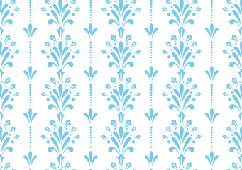 Flower geometric pattern. Seamless vector background. White and blue ornament. Ornament for fabric, wallpaper, packaging. Decorative print