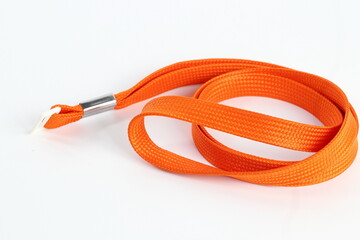 Orange color Hanging strap, Lanyard isolated on white background 