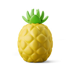 fresh natural whole pineapple fruit summertime season vacation theme 3d illustration rendering 3d icon symbol isolated