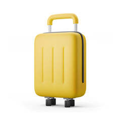 travel and trip baggage luggage with wheels and handle summer vacation theme 3d illustration rendering 3d icon editable color