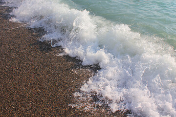 foamy wave of the black sea on the shore