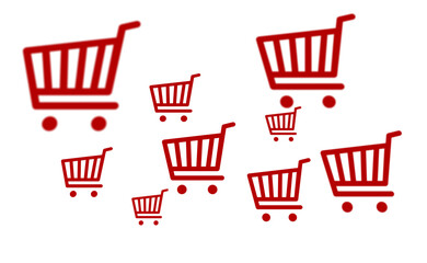 Shopping cart on digital background.