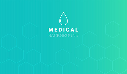 Fototapeta premium the inscription medical background and a droplet on an abstract background of hexagons