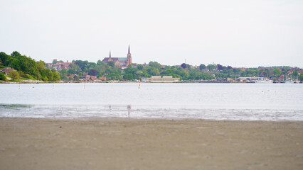 Fototapeta na wymiar The danish town Roskilde at the southend of the fjord of the same name