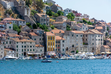 Naklejka premium Ancient architecture of the city of Sibenik in Croatia, cityscape
