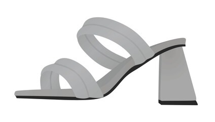 Grey modern heel sandal. vector illustration