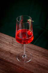 Cocktail berry aperol spritz. Sauvignon Blanc,strawberry and tomato water, in a glass