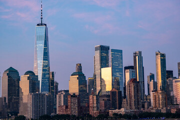  new York city skyline at sunset