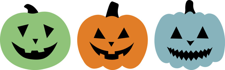 Spooky face pumpkin Halloween vector illustration