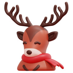 reindeer 3d render icon illustration