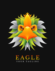 Eagle head vector illustration logo template colorful gradient style