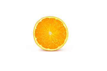 Ripe mandarin oranges, halved, isolated mandarin oranges on a white background.