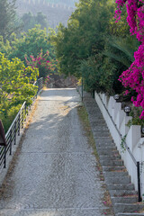 Obraz premium The road paved with stone, going up.