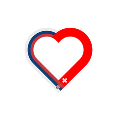 friendship concept. heart ribbon icon of serbian and swiss flags. vector illustration isolated on white background