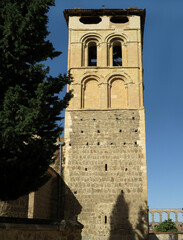 Romanesque church of Santos Justo and Pastor. (12th century). View of the bell tower.
Historic city of Segovia. Spain.   