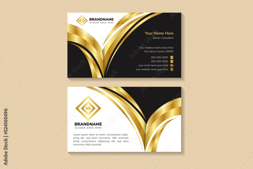 Poster luxury design business card gradient template vector. cobination gold, white and black colors. horiz