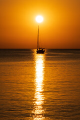sailboat at sunset