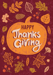 Thanksgiving poster and card vector template