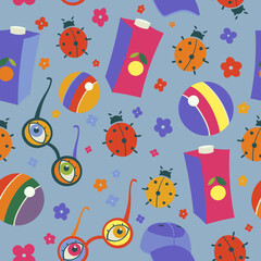 Modern vector art nouveau pattern with funny abstract objects