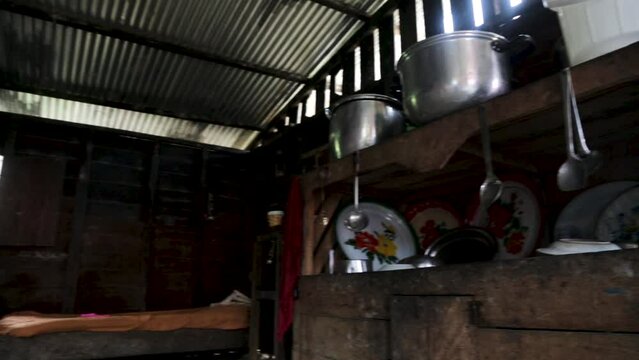 African home. Interior of an African dwelling. Kitchen in a traditional African house. Equatorial Guinea