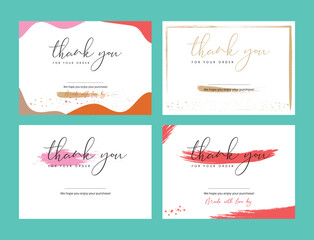 Thank you for your order card sets. flat design banners with the trendy colors and background.  Thank you for your order