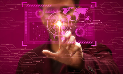 man showing hologram creative functional analysis planning with marketing network icon in planning strategy analytics and development solutions modern business innovation of new ideas