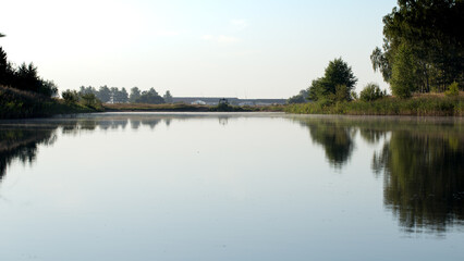 Lake shore, water surface of calm wate