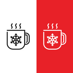 Christmas Xmas Coffee Vector icon in Outline Style. a cup of hot coffee to warm the body in winter. Vector illustration icon that can be used for apps, websites, or part of logo