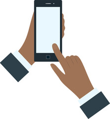 Hand holding phone Online communication or business Empty screen