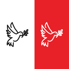 Christmas Xmas Dove Vector icon in Outline Style. Doves are symbolic of peace, purity, love and the Holy Spirit. Vector illustration icon that can be used for apps, websites, or logo