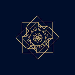 Geometric logo template. Vector linear arabic ornamental symbol.