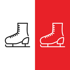 Christmas Xmas Ice Skating Vector icon in Outline Style. Metal-bladed ice skates are used to glide on the ice surface or a sheet of ice. Vector illustration icons can be used for apps, website, logo
