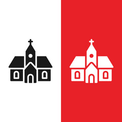 Christmas Xmas Church Vector icon in Glyph Style. Church is a building for public and especially Christian worship. Vector illustration icon that can be used for apps, websites, or part of a logo
