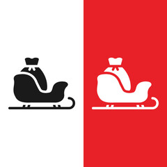 Christmas Xmas Sleigh Vector icon in Glyph Style. Sleighs are large sleds or carriages used for transportation in colder climates. Vector illustration icon that can be used for apps, website, or logo