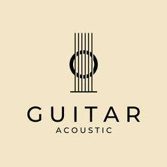 acoustic guitar logo vector template design