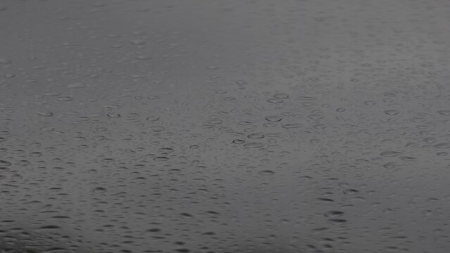 rain drops on glass with rain noise and thunder vertical video HDR PQ