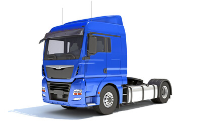 Blue Semi Truck 3D rendering on white background