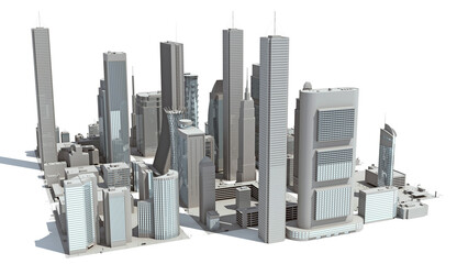 3D rendering of modern Architectural city model on white background