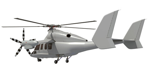Helicopter aircraft 3D rendering on white background