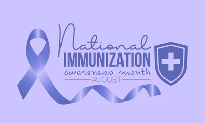 National Immunization Awareness Month calligraphic banner design on isolated background. Script lettering banner, poster, card concept idea. Health awareness vector template.