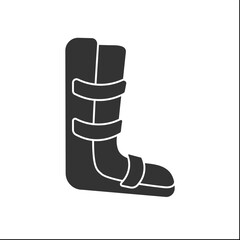  Medical boot glyph icon. Boot to protect broken leg. Trauma. Treatment. Medical devices concept. Filled flat sign. Isolated silhouette vector illustration