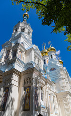 Karlovy Vary, Czech Republic - Aug 7, 2022, Orthodox Church of St. Peter and Paul