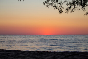 sunrise over lake michigan in Wisconsin