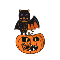 halloween pumpkin with bats