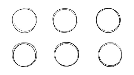 Set of hand drawn doodles circle. Vector element. Illustration on a white background.