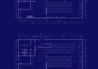 Fototapeta premium Floor plan designed building on the drawing.