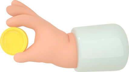 Hand and money emoji. 3d render hand hold stack coin icon. Business, capital,payment concept.
