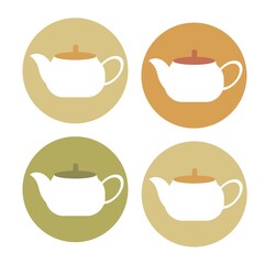 Teapot sticker, icon, banner, avatar. Illustrations in pastel colors. Scrapbooking, sketching