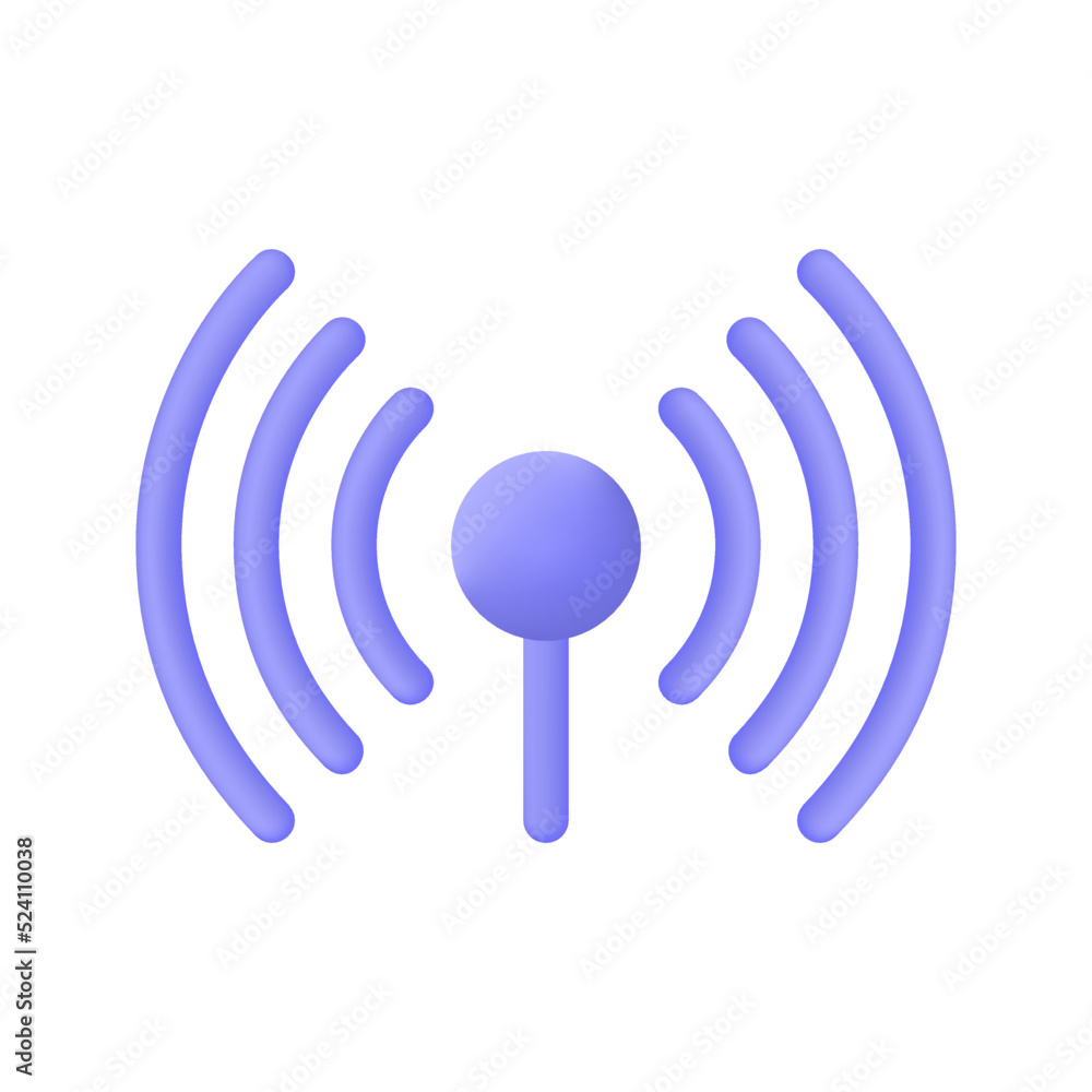 Poster 3d wifi signal icon in cartoon style. the concept of a good network connection signal. vector illust